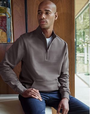 1/4 ZIP PIQUE SWEATSHIRT 