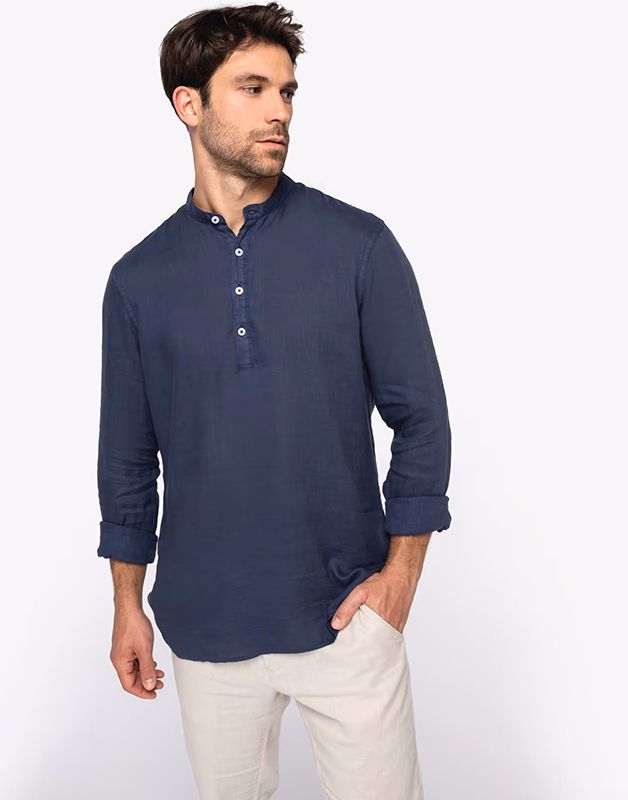 CHEMISE COL MAO EN LIN