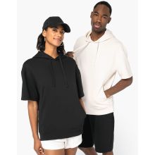 SWEAT-SHIRT ÉCORESPONSABLE À CAPUCHE À ÉPAULES TOMBANTES MANCHES COURTES FRENCH TERRY UNISEXE