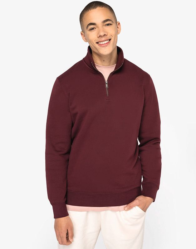 SWEAT-SHIRT ÉCORESPONSABLE À COL MONTANT ZIPPÉ HOMME
