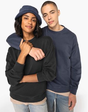 SWEAT-SHIRT ÉCORESPONSABLE À COL ROND DÉLAVÉ OVERSIZE UNISEXE