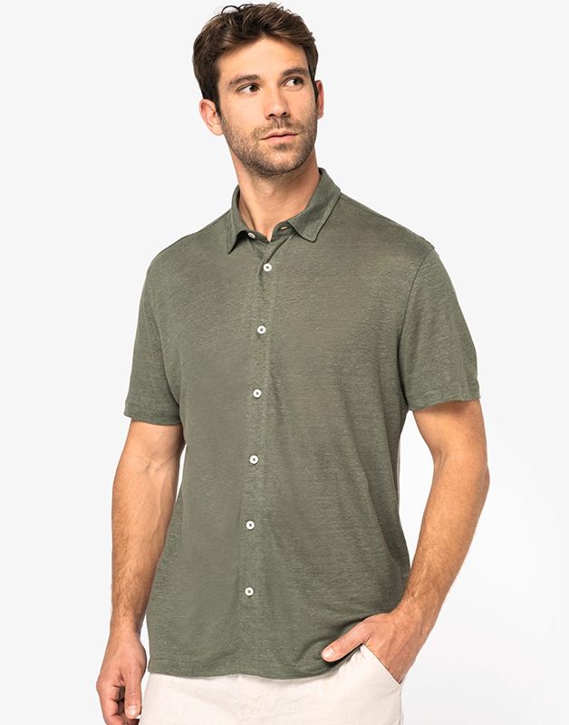 CHEMISE À MANCHES COURTES EN LIN HOMME