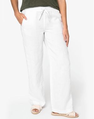 PANTALON DÉLAVÉ EN LIN FEMME