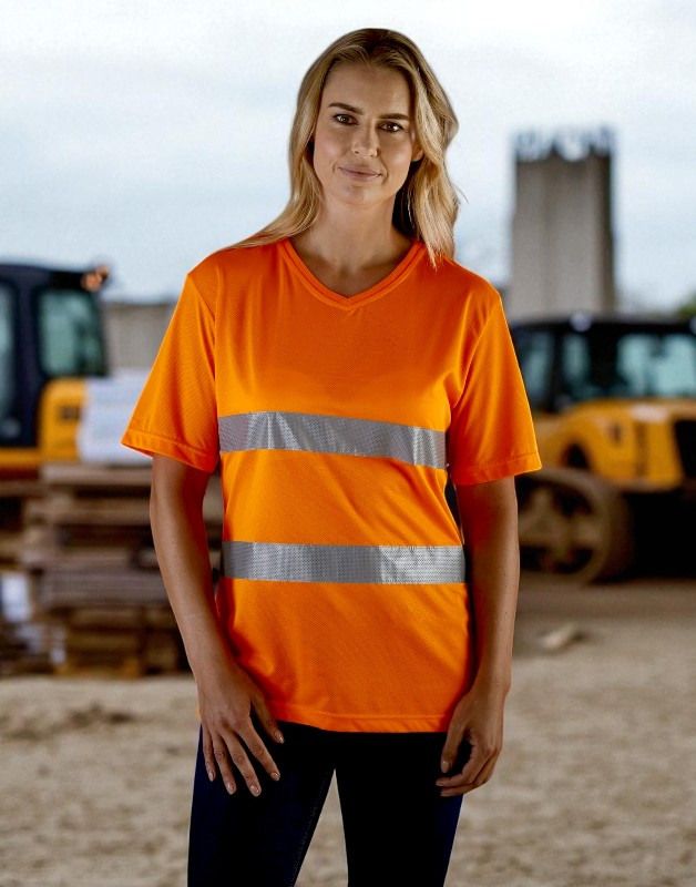 T-SHIRT COL V HAUTE VISIBILITÉ