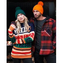 Engineered Knit Ribbed Pom Pom Beanie