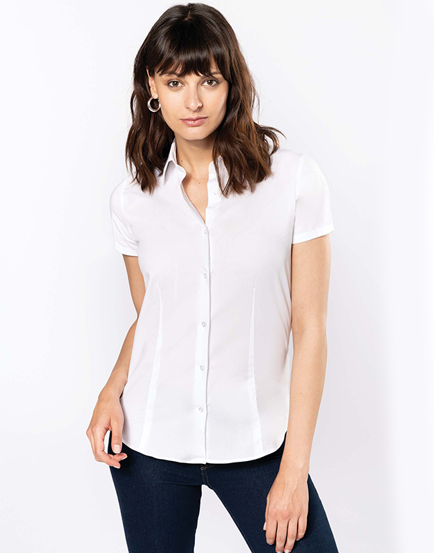 CHEMISE COTON/ÉLASTHANNE MANCHES COURTES FEMME