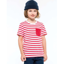 T-shirt rayé marin avec poche manches courtes enfant