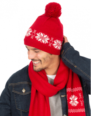 Bonnet de Noël tricoté motif étoiles